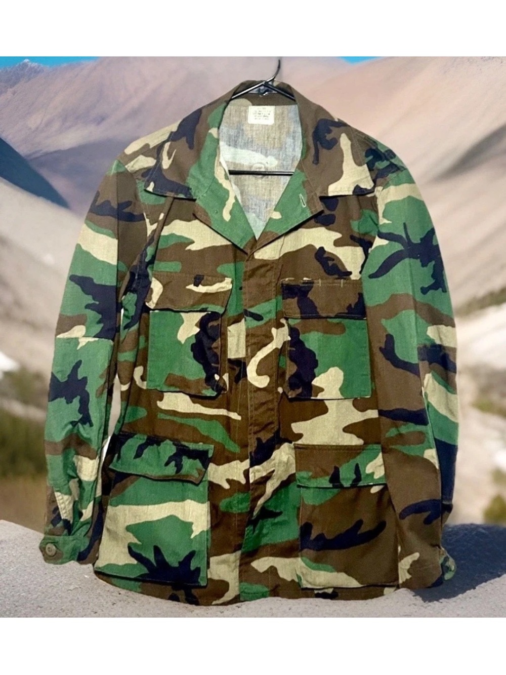 US Military Jacket Mens Medium Green Woodland Camo Army Surplus Field Jacket
